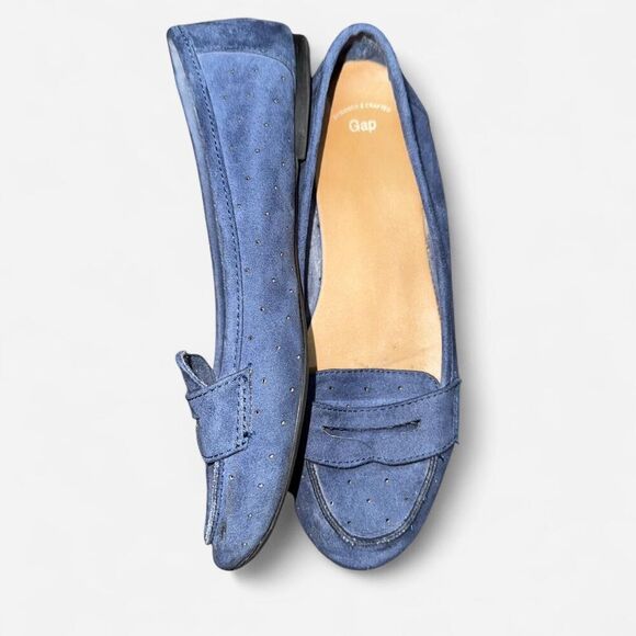 GAP Women's Navy Blue Soft Suede Flat Loafer Shoes - Picture 3 of 6